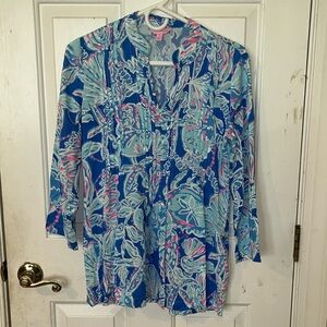 Lilly Pulitzer Sarasota Top in Into the Deep Bay Blue XS